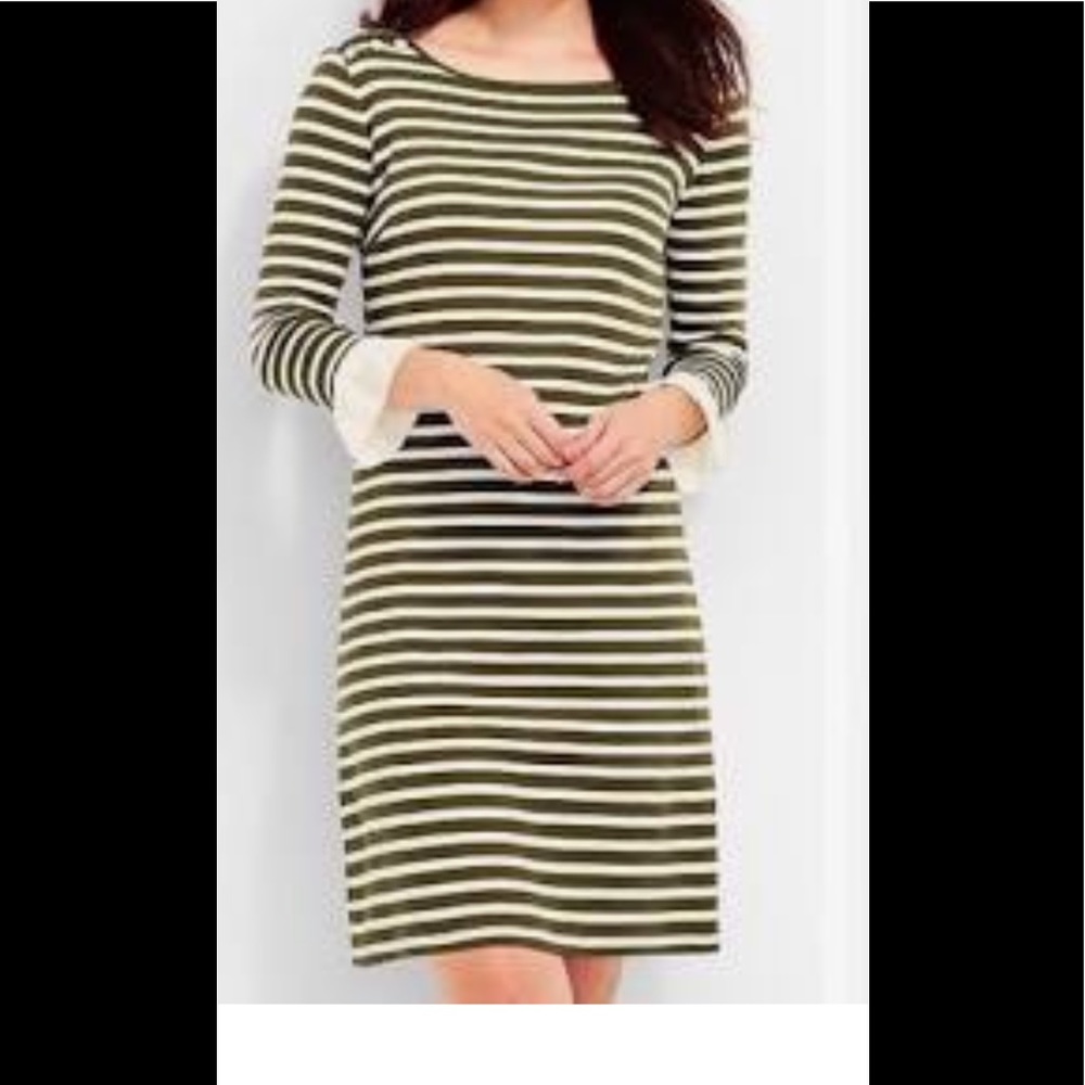 Talbots striped flutter sleeve dress. NWOT.